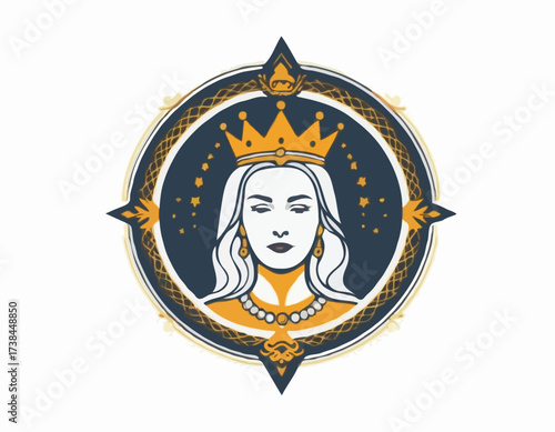 Queen Emperor logo vector design isolated on white background.
