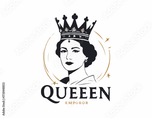 Queen Emperor logo vector design isolated on white background.