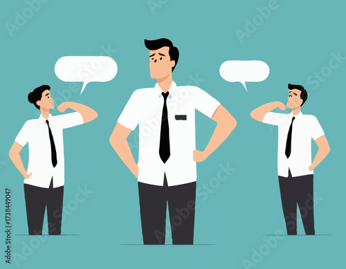 Cartoon Office Worker Shrugging Shoulders While Standing in a Casual Pose Vector Illustration