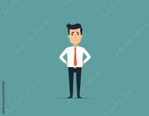 Cartoon Office Worker Shrugging Shoulders While Standing in a Casual Pose Vector Illustration