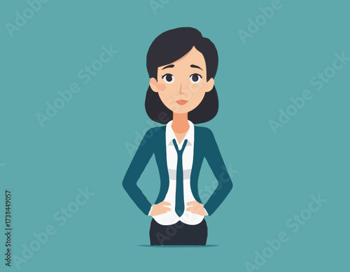 Cartoon Office Worker Shrugging Shoulders While Standing in a Casual Pose Vector Illustration