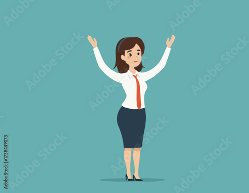 Cartoon Office Worker Shrugging Shoulders While Standing in a Casual Pose Vector Illustration