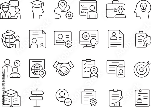 Education and Career Path Icons Set