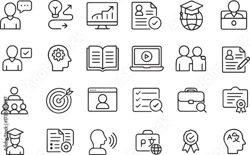 Professional education and business icons for modern learning and career development projects