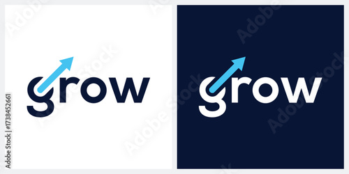 word mark grow logo design graphic, typography text grow vector icon