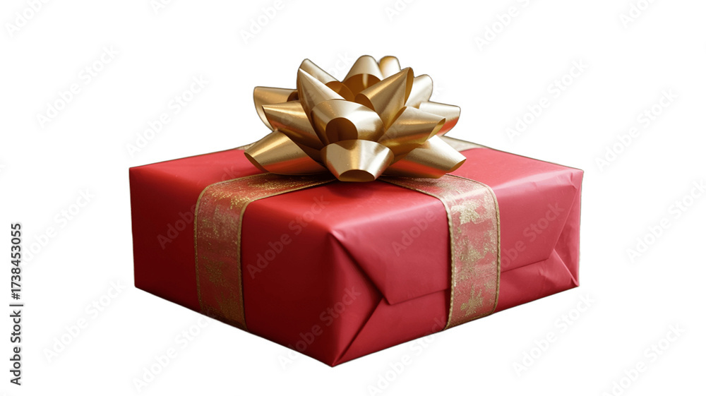 Obraz premium A wrapped present, adorned with a golden bow.