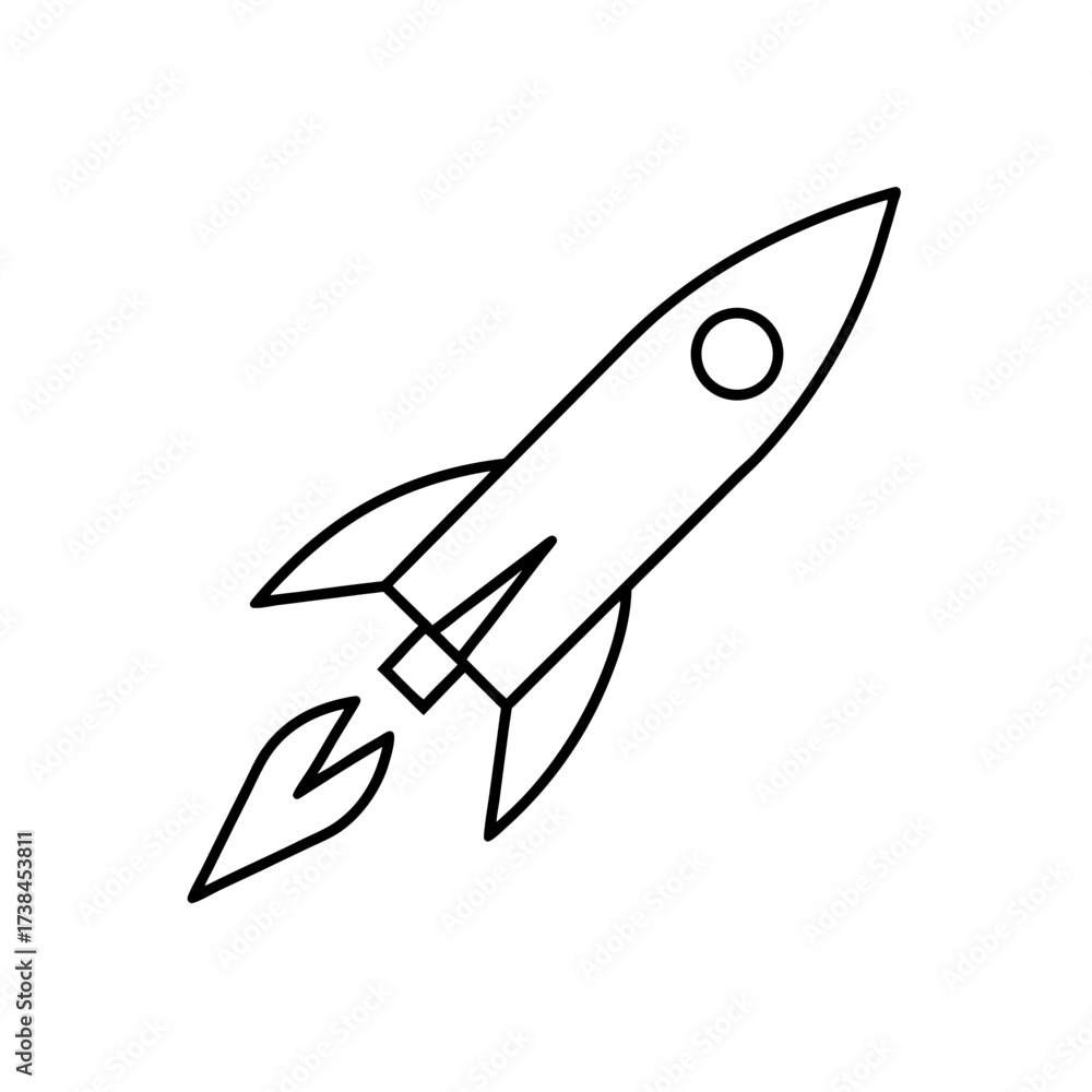 Fototapeta premium Simple outline drawing rocket
