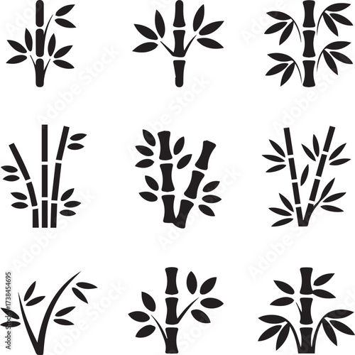 black bamboo illustrations 9 modern vector compositions for packaging stationery and asian themed projects