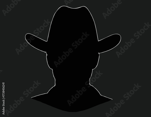Cowboy Face Vector Image. Cowboy Silhouette Vector Images