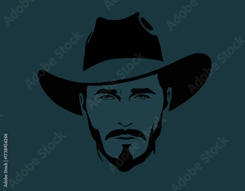 Cowboy Face Vector Image. Cowboy Silhouette Vector Images