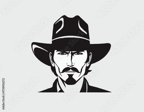 Cowboy Face Vector Image. Cowboy Silhouette Vector Images