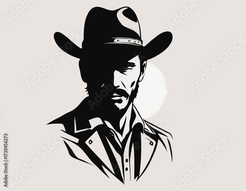 Cowboy Face Vector Image. Cowboy Silhouette Vector Images