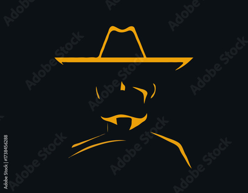 Cowboy Face Vector Image. Cowboy Silhouette Vector Images