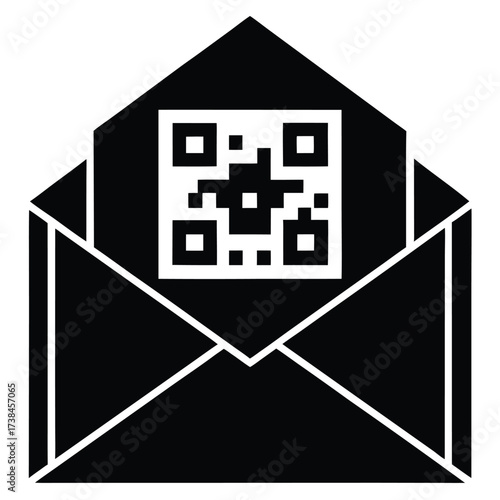 envelope with qr code vector icon