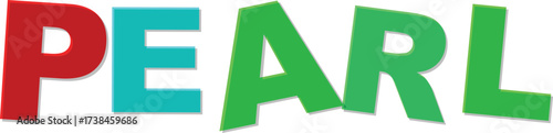 Red Teal Green Pearl Text Letters With Shadow Effect Text Design vector