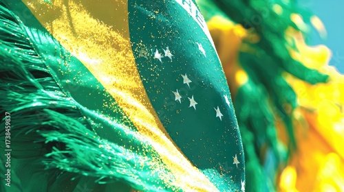Brazilian Flag Waves Proudly Under the Sun in the Tropics, Celebrating National Pride and Culture