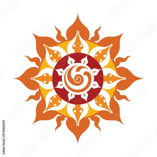 Angkor Guardian Fire Circle Decorative Pattern