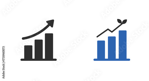 Two sets of bar graphs showing upward trends in data visualization
