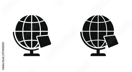 Two black and white globe microphone icons with a modern style