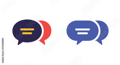 Two speech bubbles with equal signs representing communication and equality