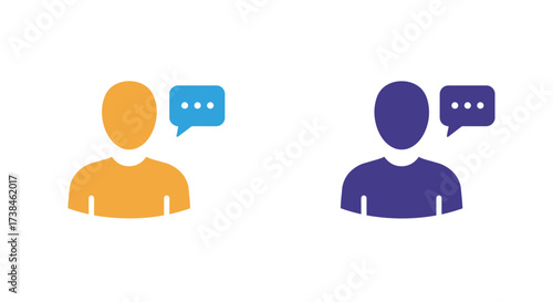 Two abstract figures engaged in a conversation with speech bubbles
