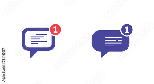 Two dark blue message bubbles with a notification badge on each
