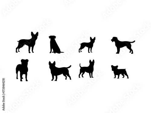 Black dog silhouette icon flat vector illustration design. puppy emotions, animal icons for design, 