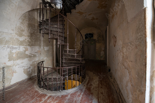 Abandoned Mansion Luxury Palace Castle Interior with Vintage Architecture and Decay