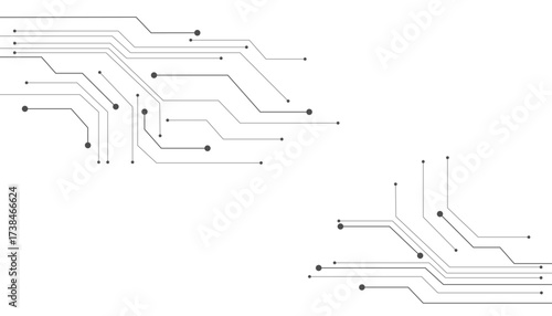 Technology black circuit diagram concept.High-tech circuit board connection system.Vector abstract technology on a white background.