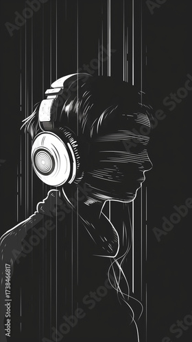  crazy rave girl dj with futuristic headphones 