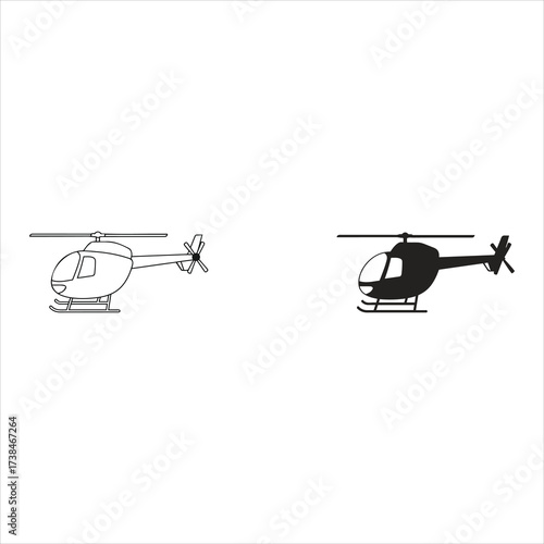 Two helicopters one outline one silhouette modern aviation flying machine transportation aerial