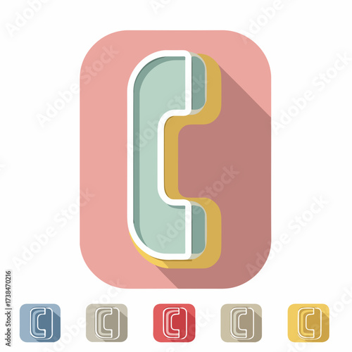 Sleek Phone Handset Pictogram in Muted Style