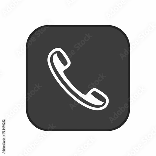 Solid Phone Handset Icon in Flat Design