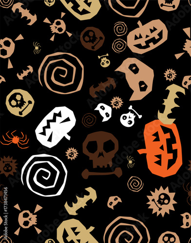 cute pumpkin Halloween seamless pattern, happy party night texture textile 