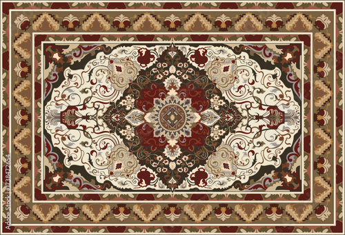 Persian carpet with detailed pattern design, room decoration carpet