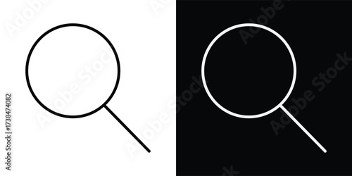 Magnifying glass symbol search icon simple outline white and black backgrounds