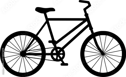 A black silhouette of a road bicycle with thin spokes isolated on a white background isolated on white background
