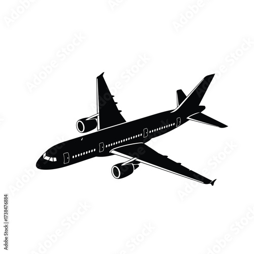Vector art of silhouette of a modern passenger airplane