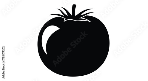 Vector art of black silhouette of a tomato