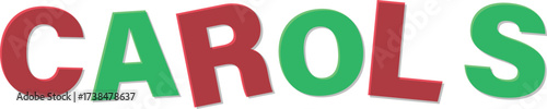 Red green C A R O L S text with shadow effect Text Design carols lettering