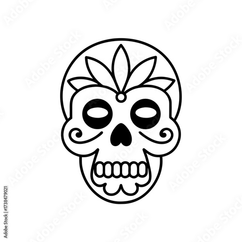 Decorated sugar skull outline