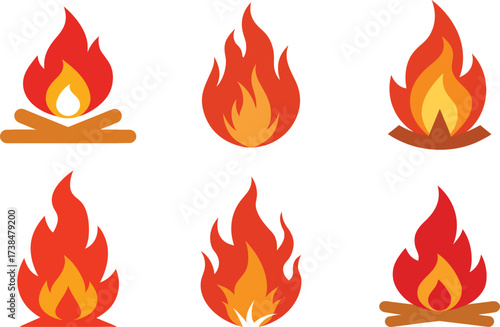 set of vector art bonfire night icons