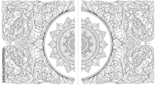 Detailed Black and White Mandala Floral Pattern Vector Illustration