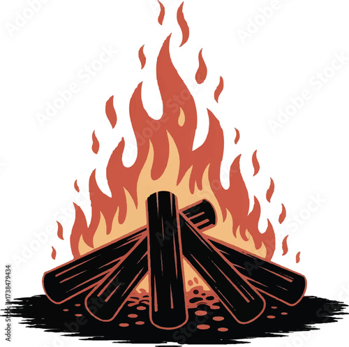 vector illustration of a burning match
