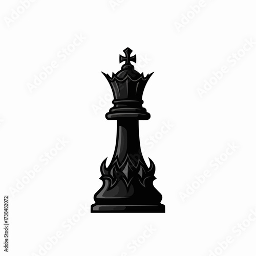 Elegant Black Chess King Piece Isolated on White Background Vector Illustration