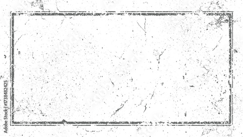 A distressed grunge rectangle frame with a textured, weathered surface and scattered speckles.