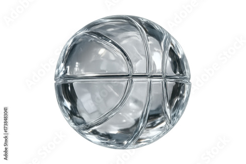 Glass basketball ball on transparent background representing sport concept