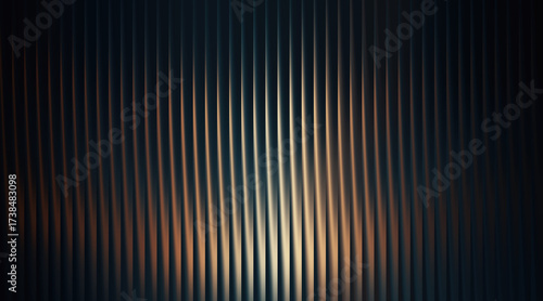 Dark abstract background with vertical ribbed pattern and warm light