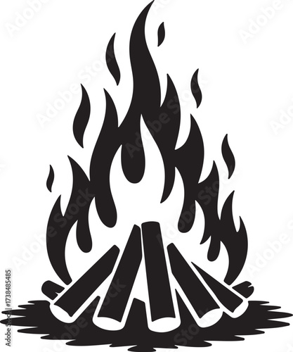 silhouette of bonfire vector illustration
