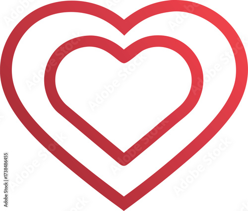 Vector art of gradient red double heart shape, conveying love, passion, and connection with a modern and vibrant aesthetic appeal